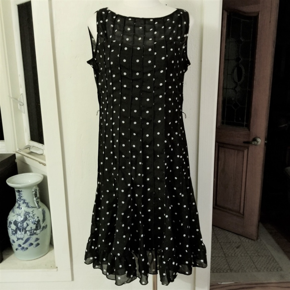Z Studio Polka Dot Chiffon Dress 10 Petite